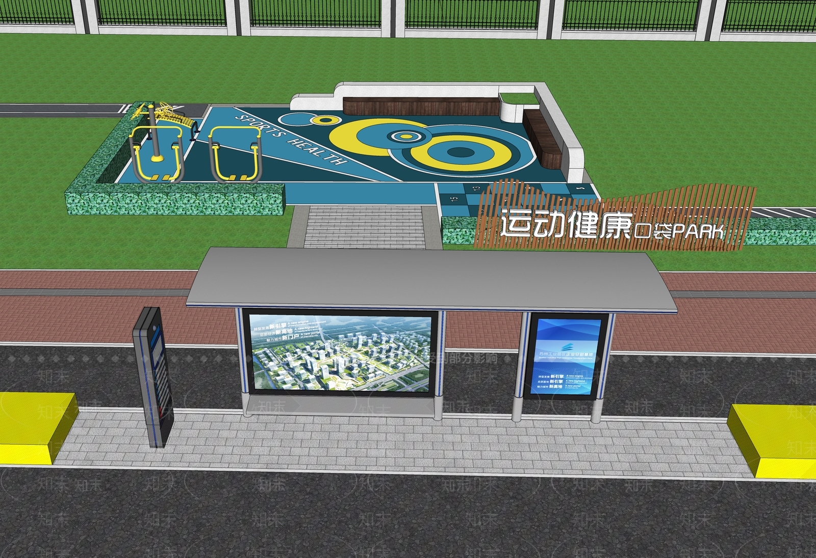 现代公园景观SU模型下载【ID:1127709703】
