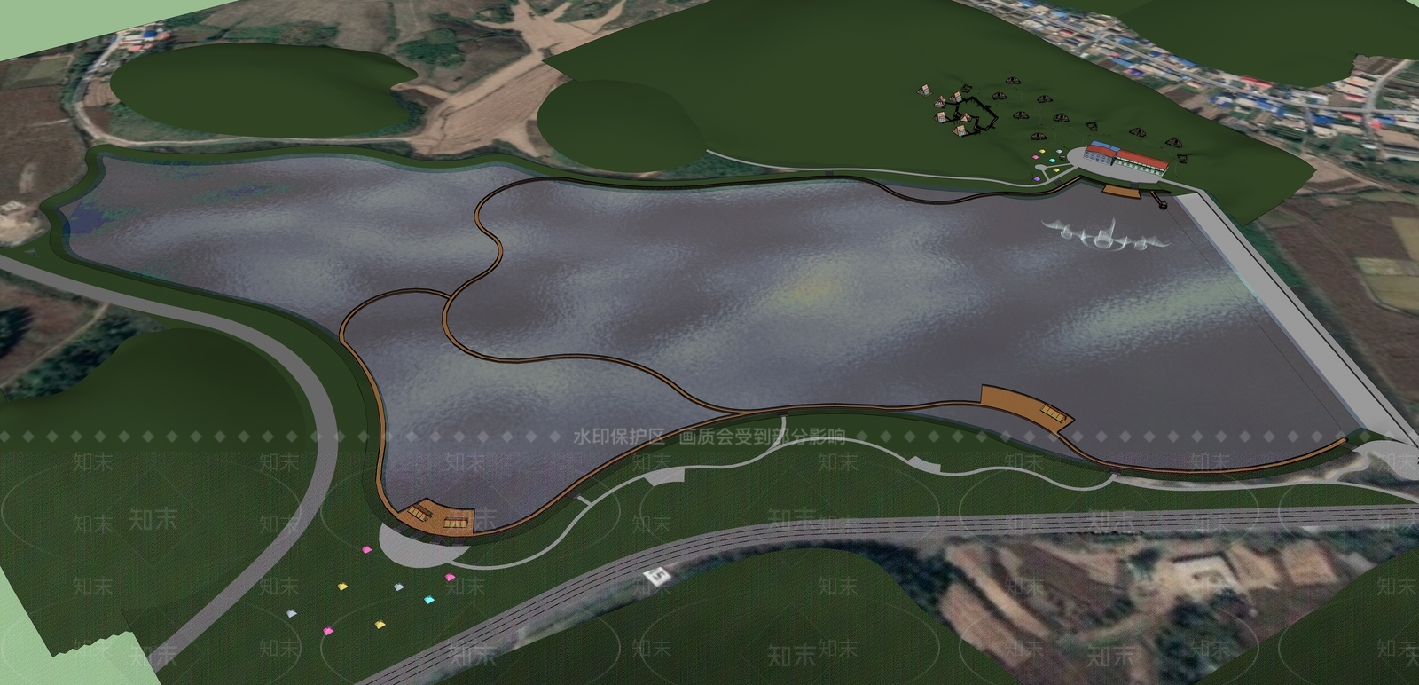 现代民宿水库SU模型下载【ID:1127710889】