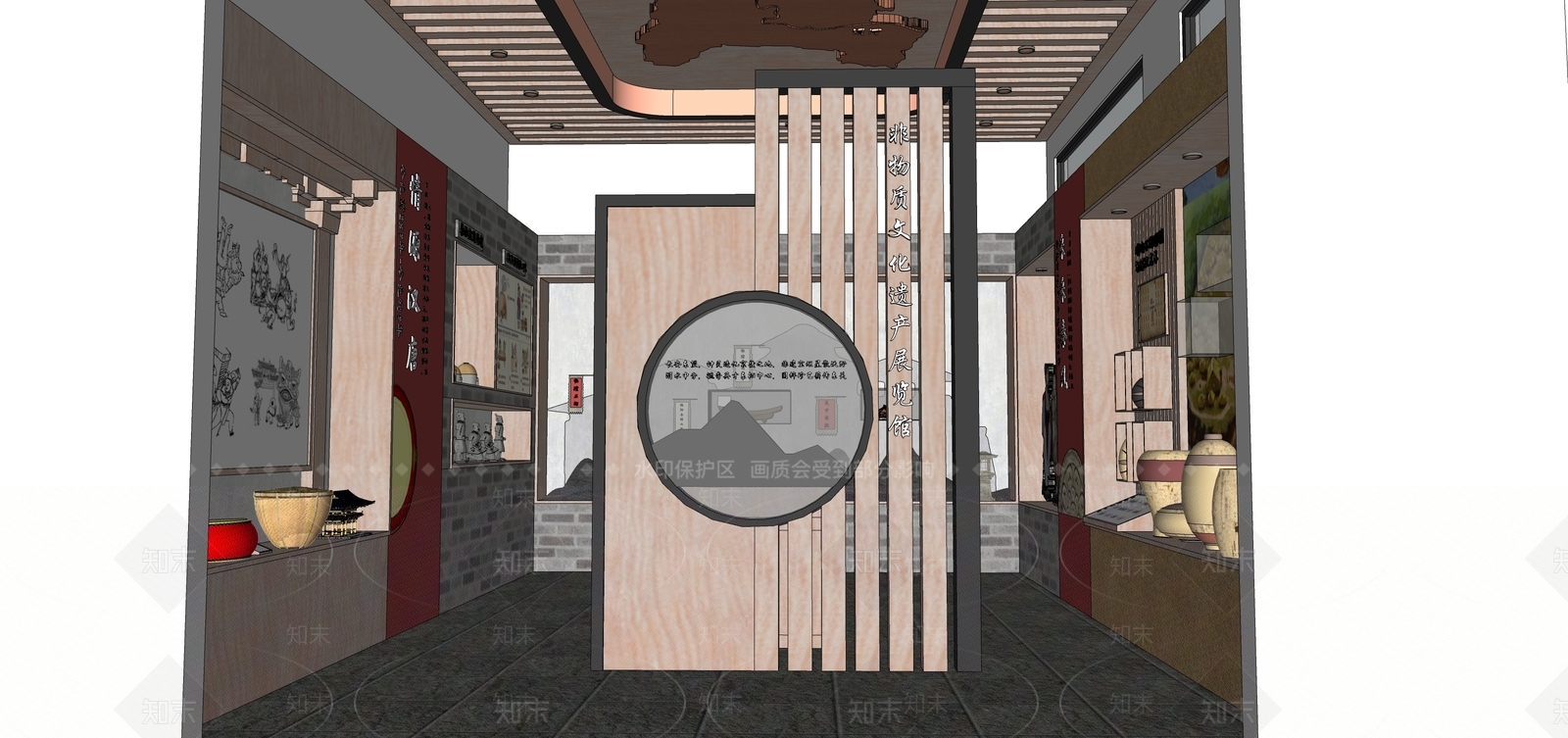新中式非遗文化展厅SU模型下载【ID:1127737127】