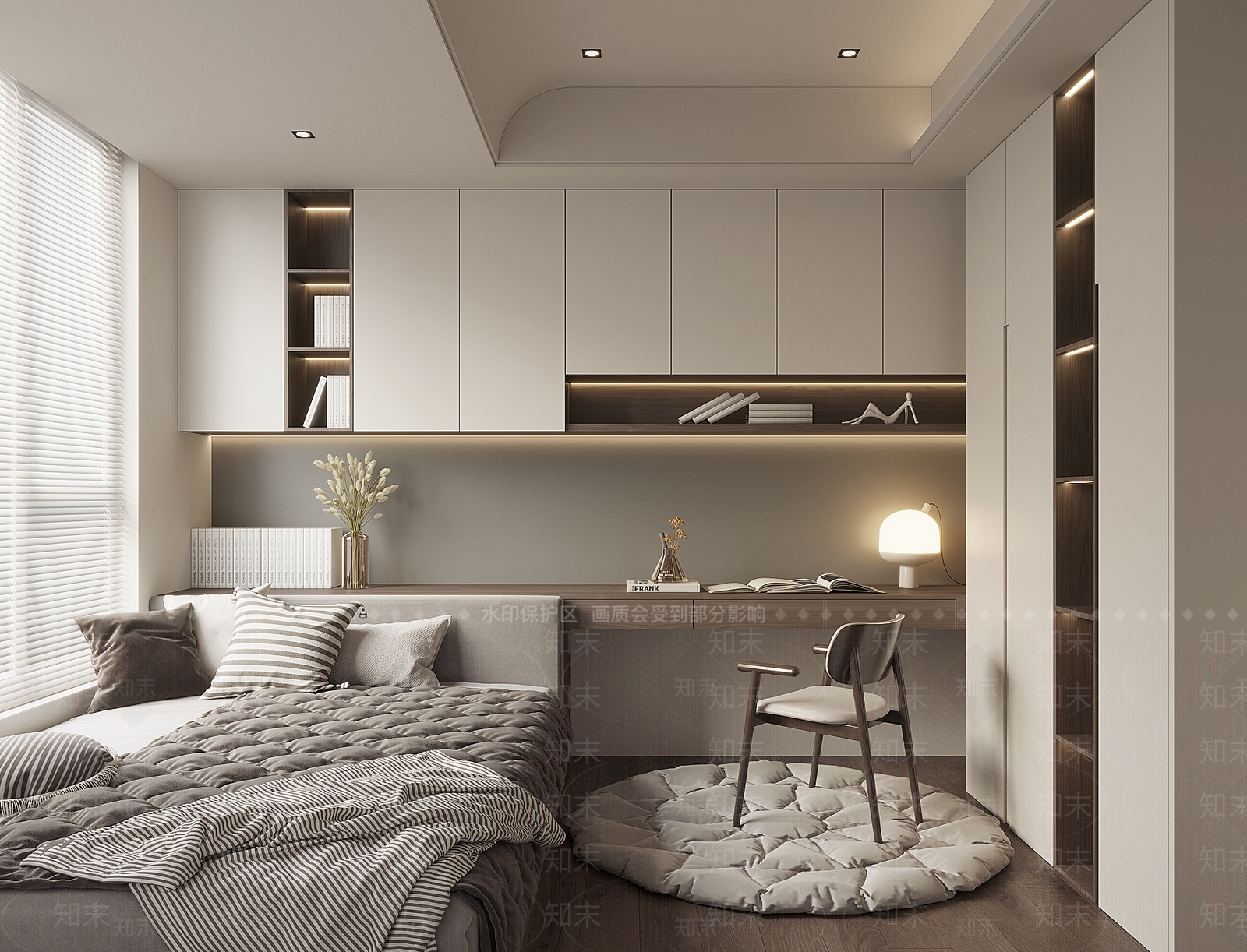 现代榻榻米卧室3D模型下载【ID:1127740600】