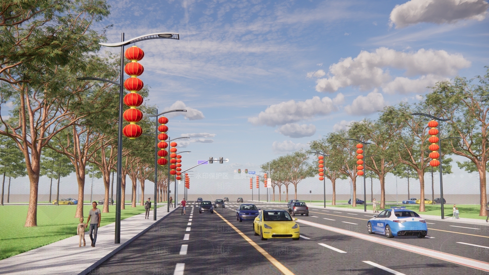 现代市政道路SU模型下载【ID:1127744424】