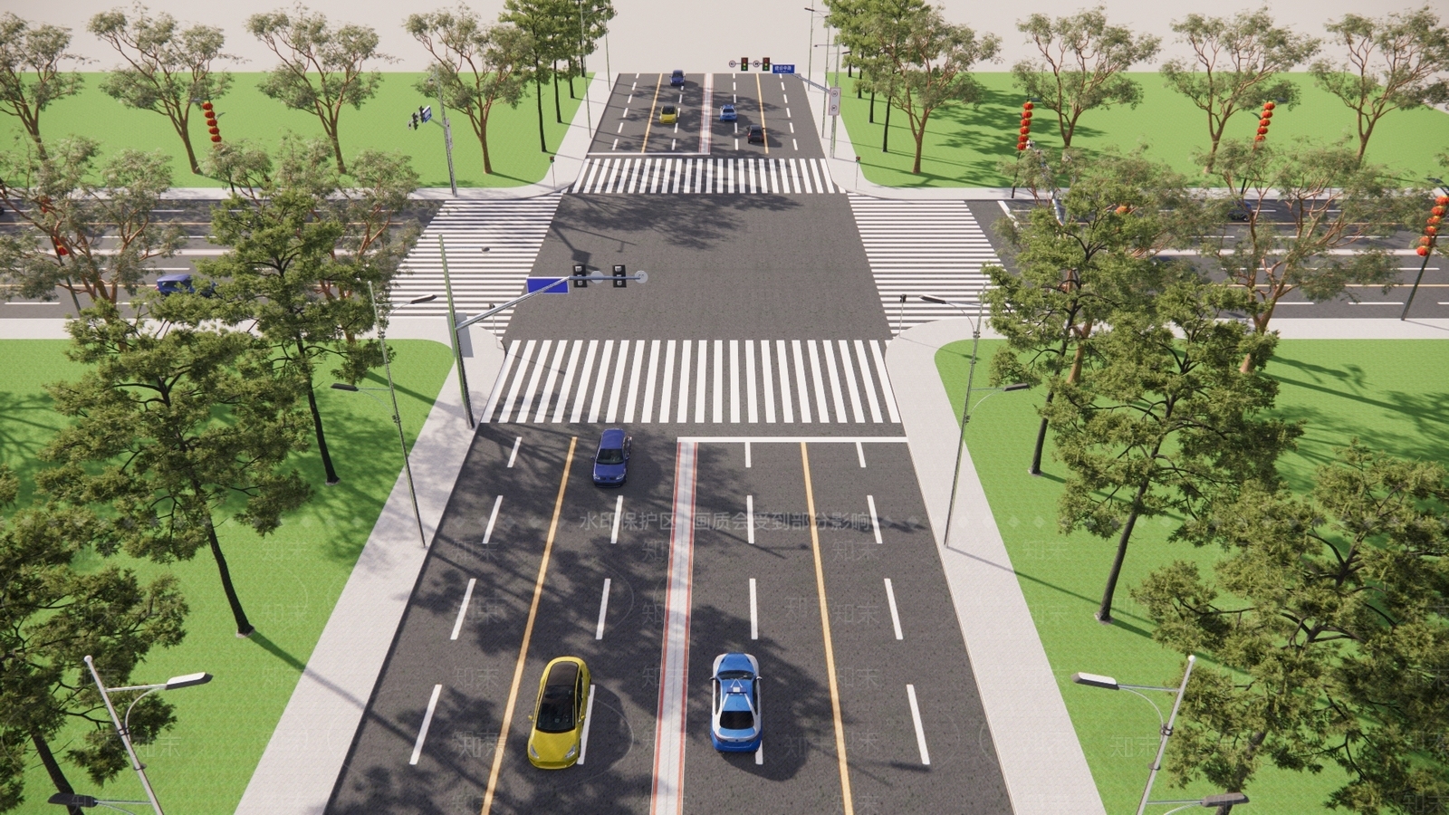 现代市政道路SU模型下载【ID:1127744424】