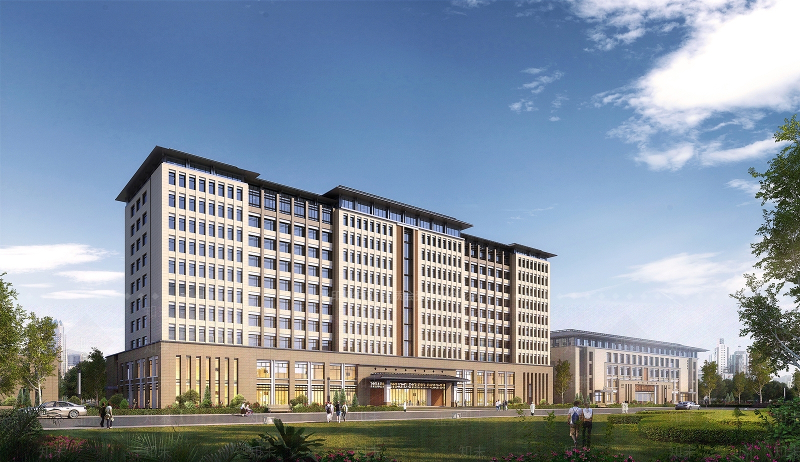 新中式医疗建筑SU模型下载【ID:1127745135】