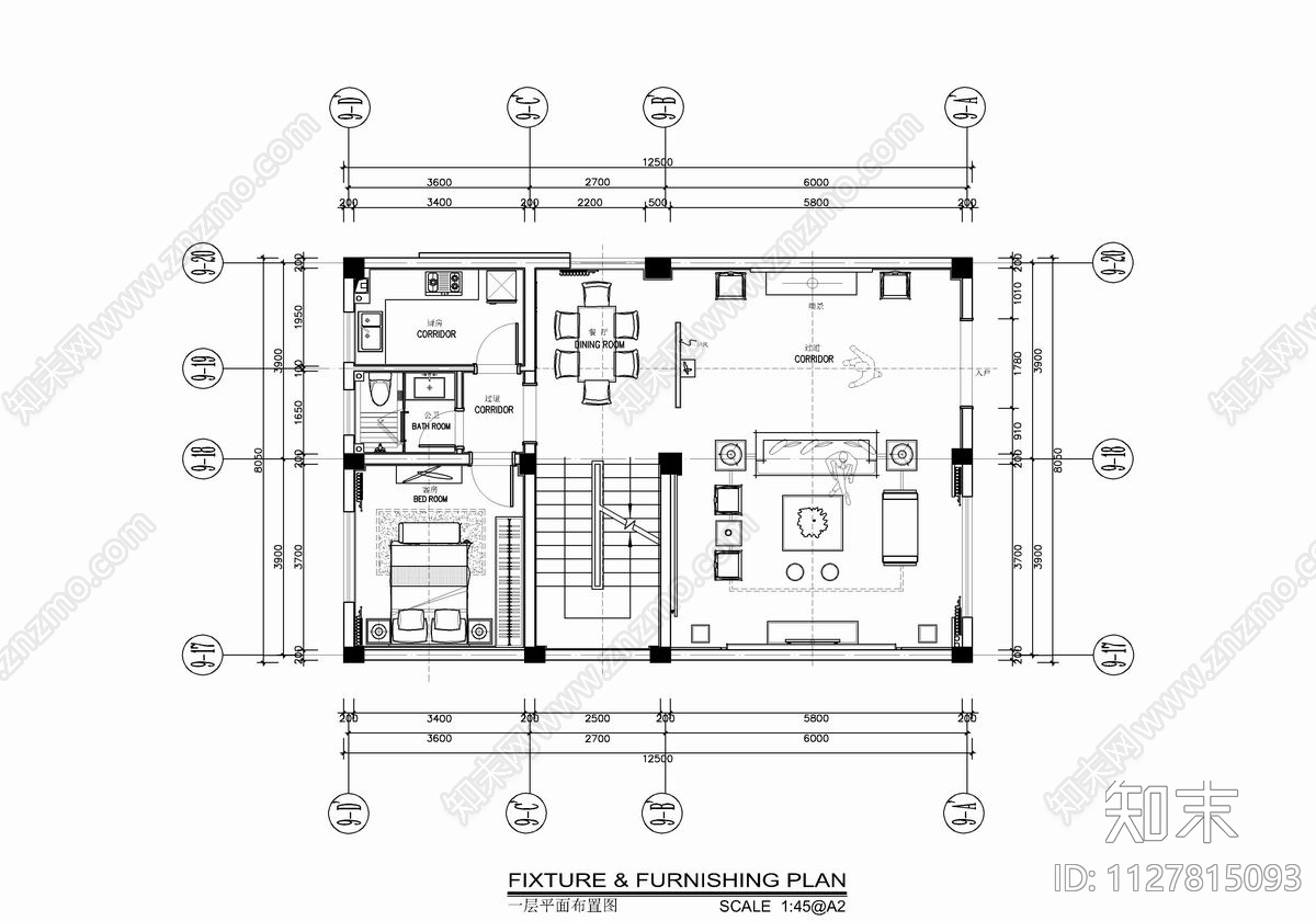 260㎡三层小别墅cad施工图下载【ID:1127815093】