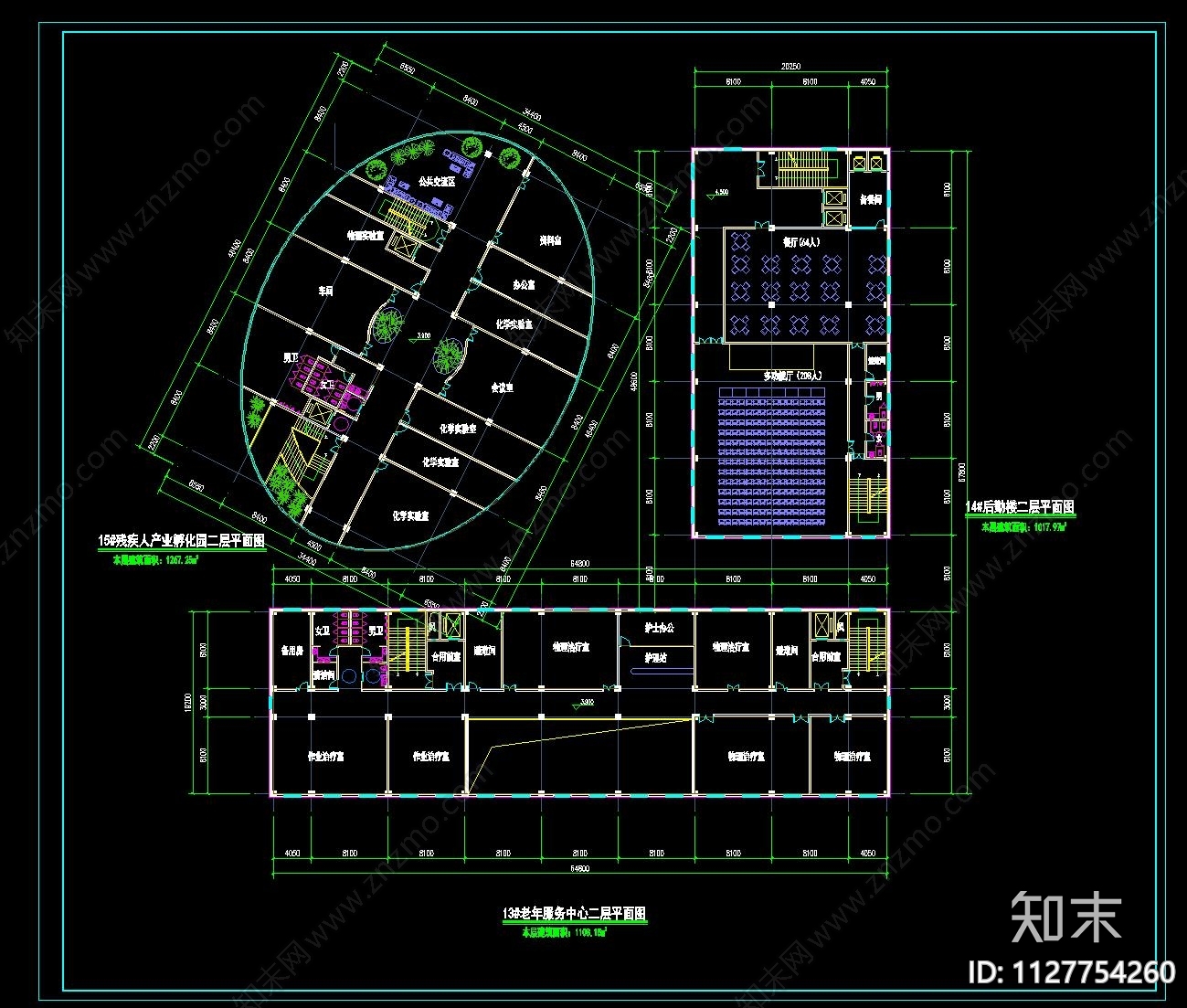 现代养老院cad施工图下载【ID:1127754260】