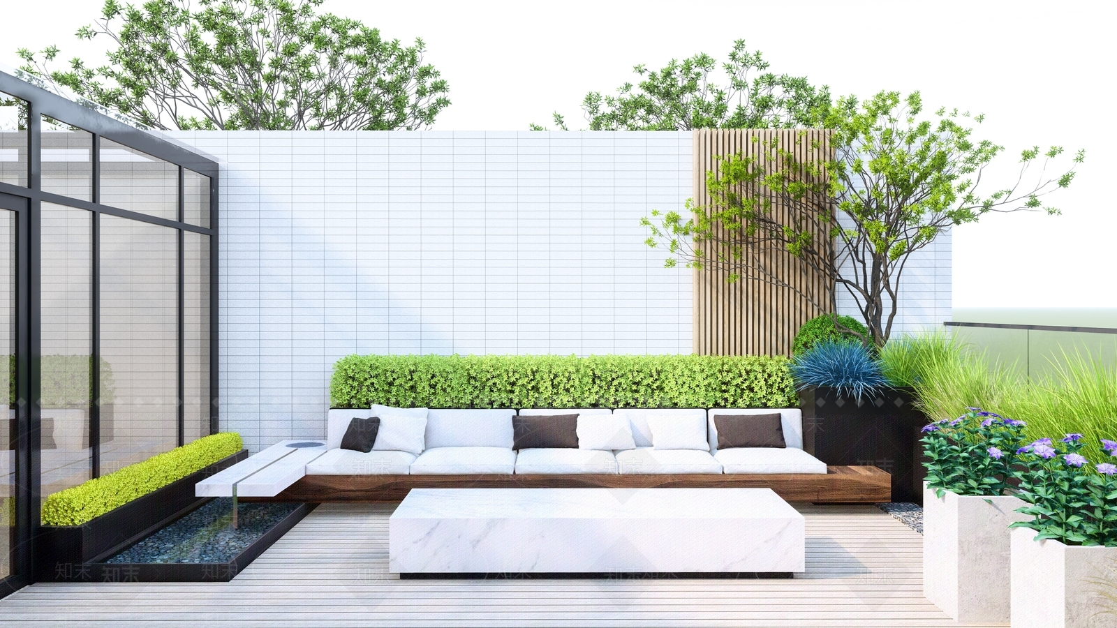 现代屋顶花园SU模型下载【ID:1127754746】