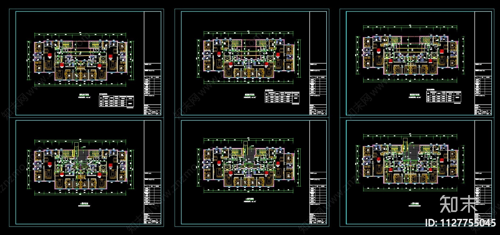 现代住宅楼建筑平面图cad施工图下载【ID:1127755045】