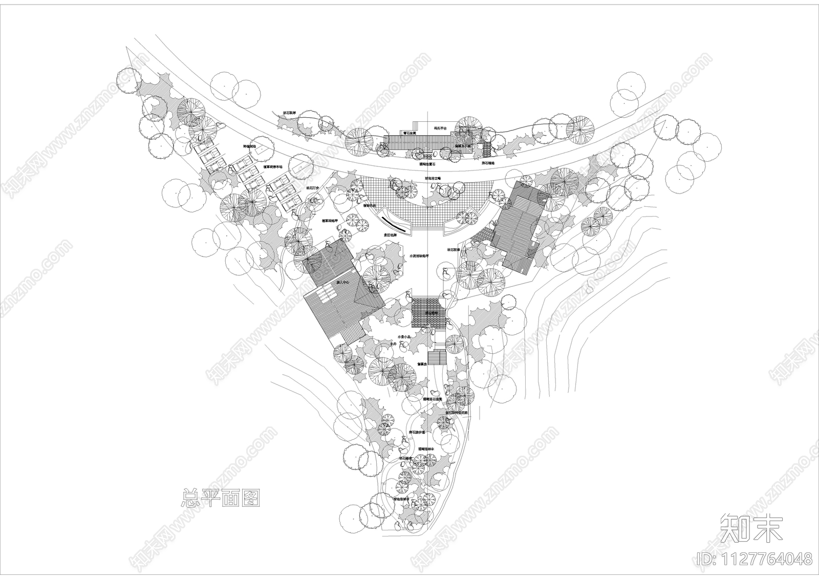 公园游人中心全套建筑cad施工图下载【ID:1127764048】