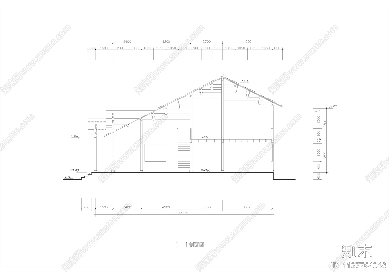 公园游人中心全套建筑cad施工图下载【ID:1127764048】