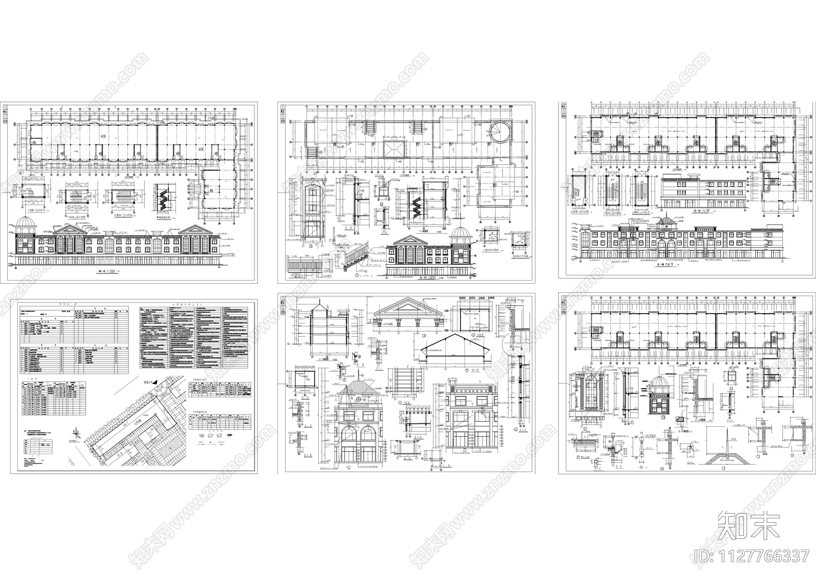 欧式古典4层商业建筑cad施工图下载【ID:1127766337】