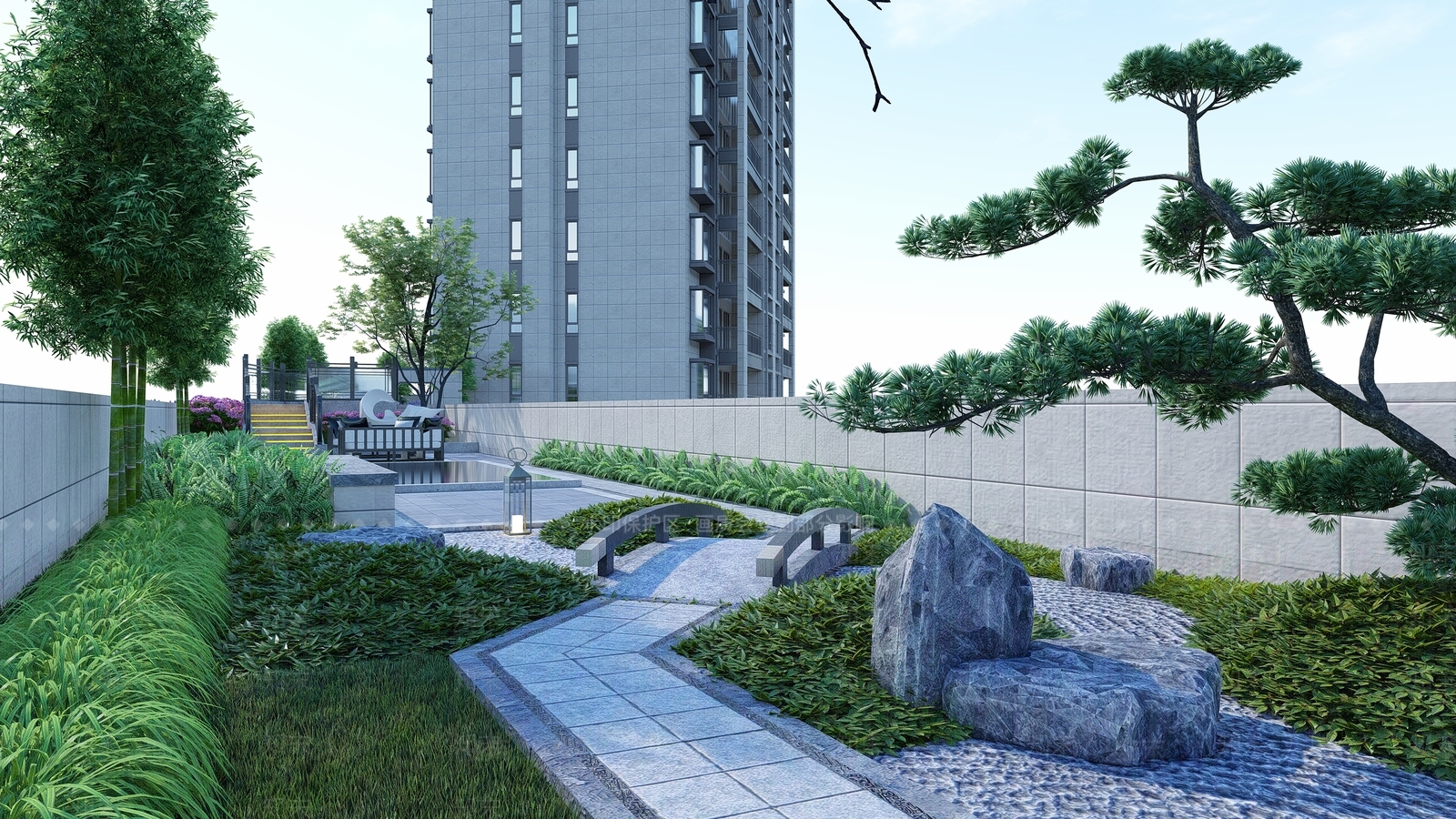 新中式小区屋顶花园SU模型下载【ID:1127847075】