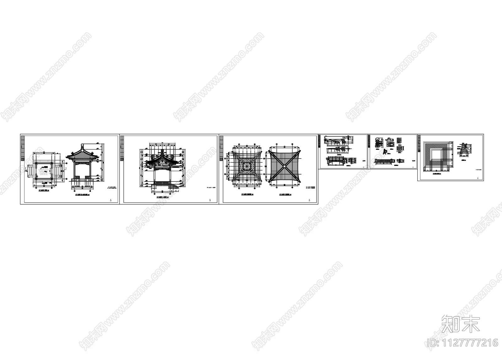 中式四角亭全套cad施工图下载【ID:1127777216】