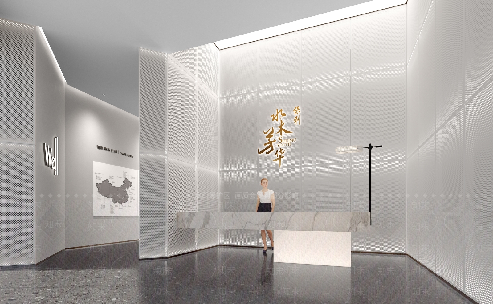 现代售楼部前台3D模型下载【ID:1127780042】