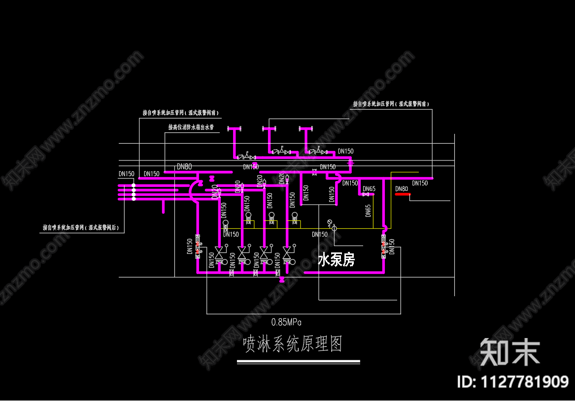 杉鑫小区消防二次供水泵房给排水cad施工图下载【ID:1127781909】