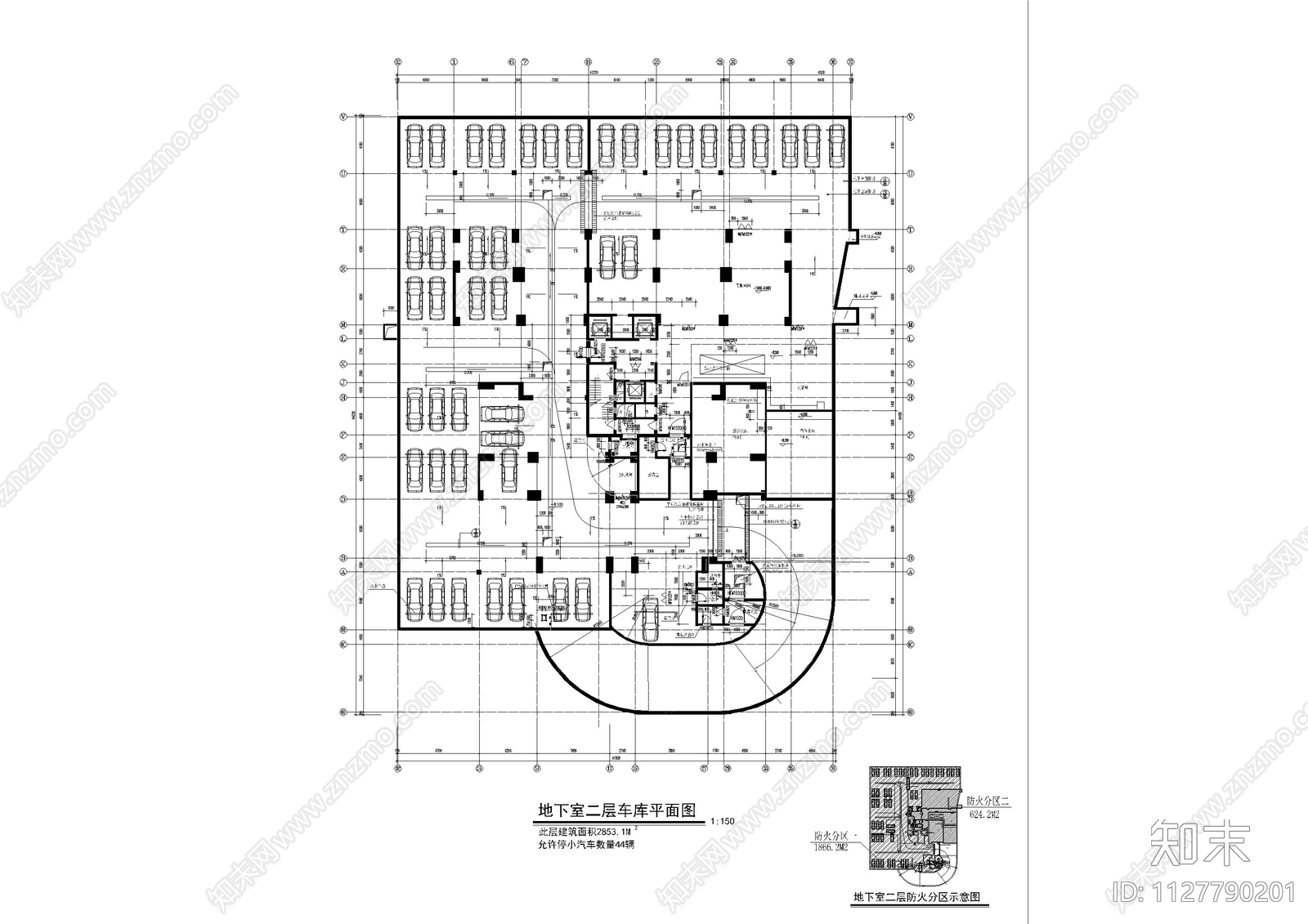 车库地下室建筑施工图下载【ID:1127790201】