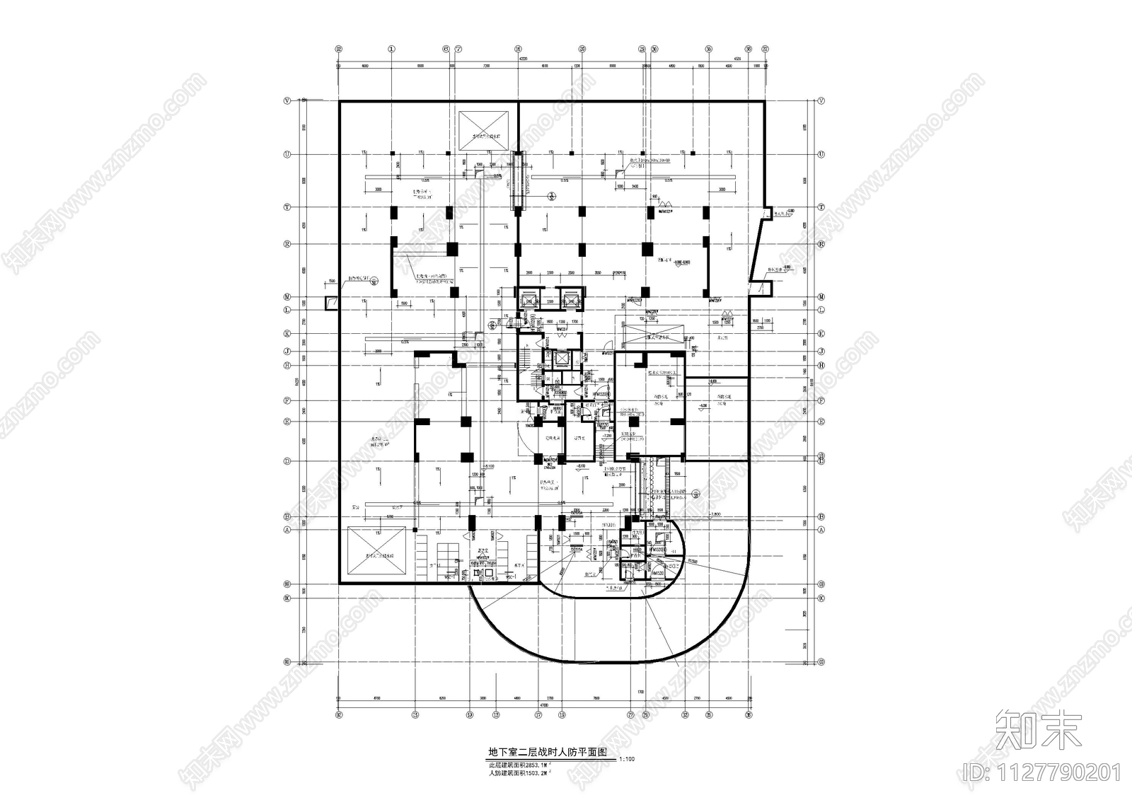 车库地下室建筑施工图下载【ID:1127790201】