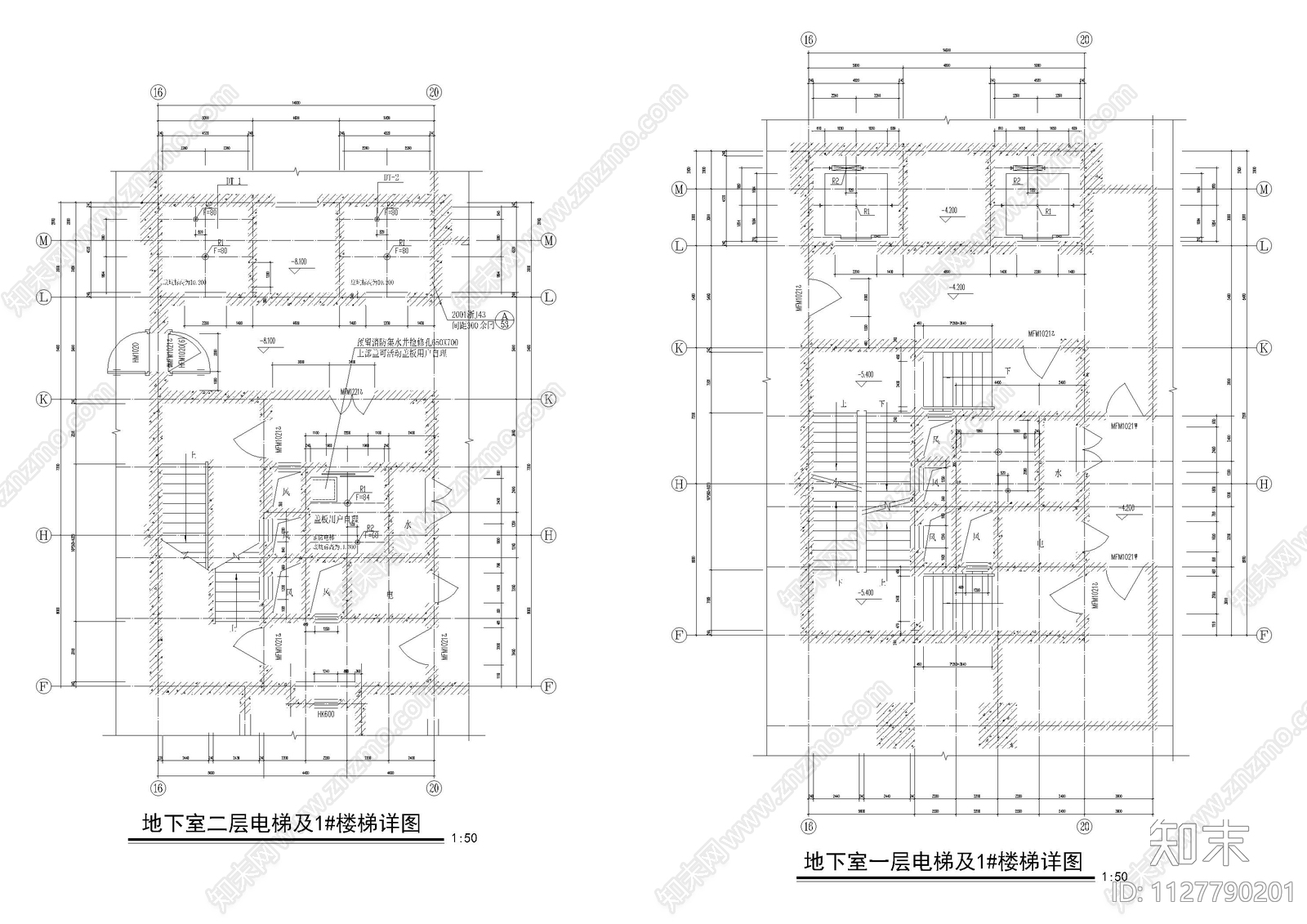 车库地下室建筑施工图下载【ID:1127790201】