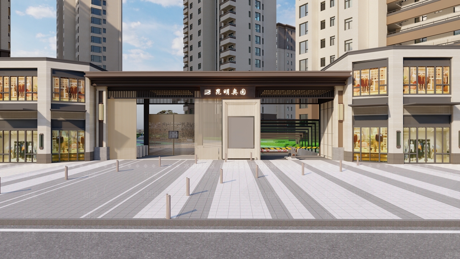 新中式入口大门SU模型下载【ID:1127795019】