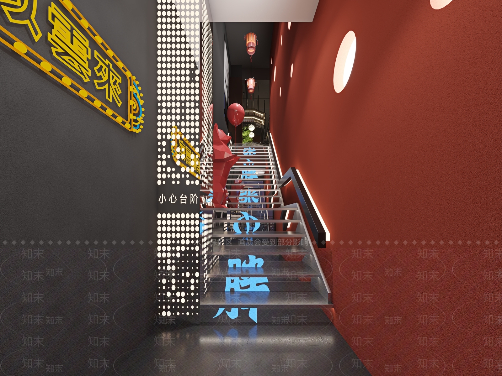 现代楼梯间3D模型下载【ID:1129352103】