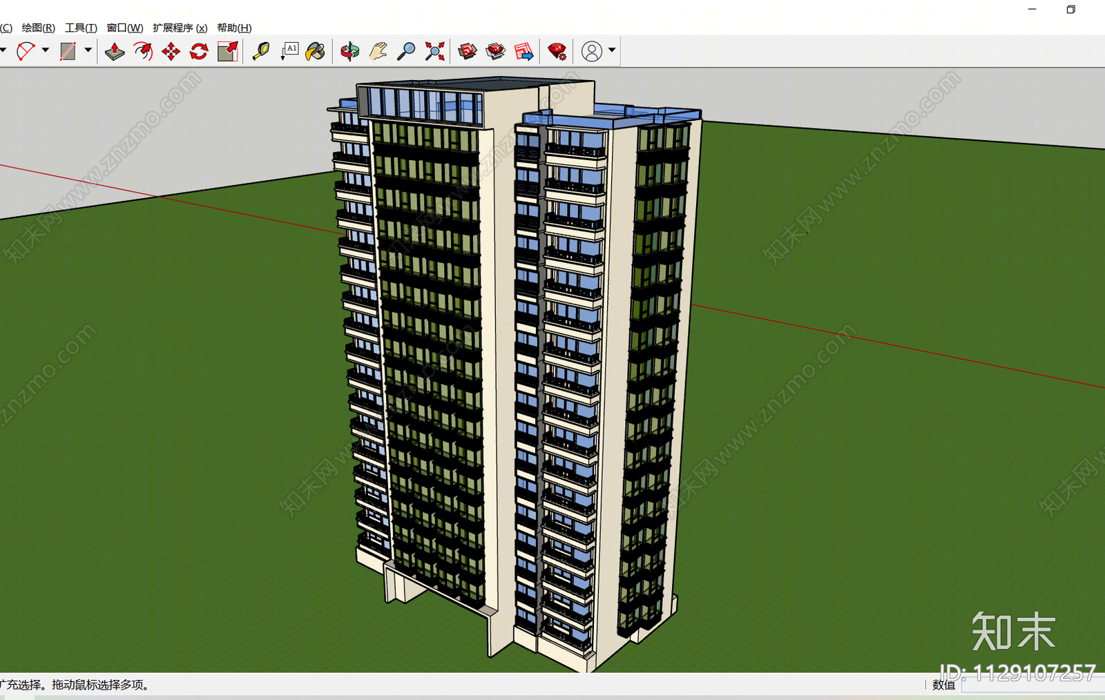 现代居住区建筑SU模型下载【ID:1129107257】