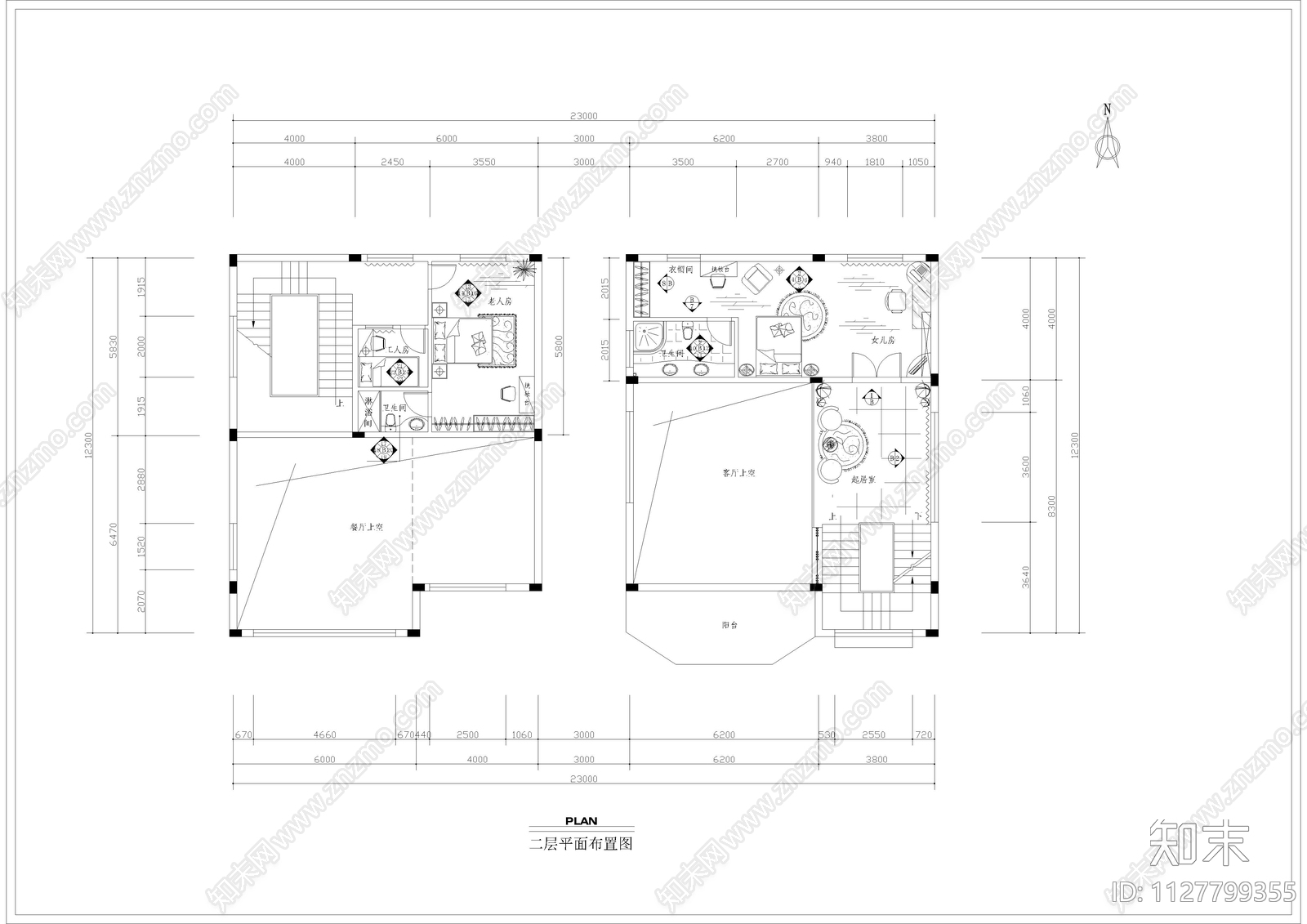 海景花园别墅装修图cad施工图下载【ID:1127799355】