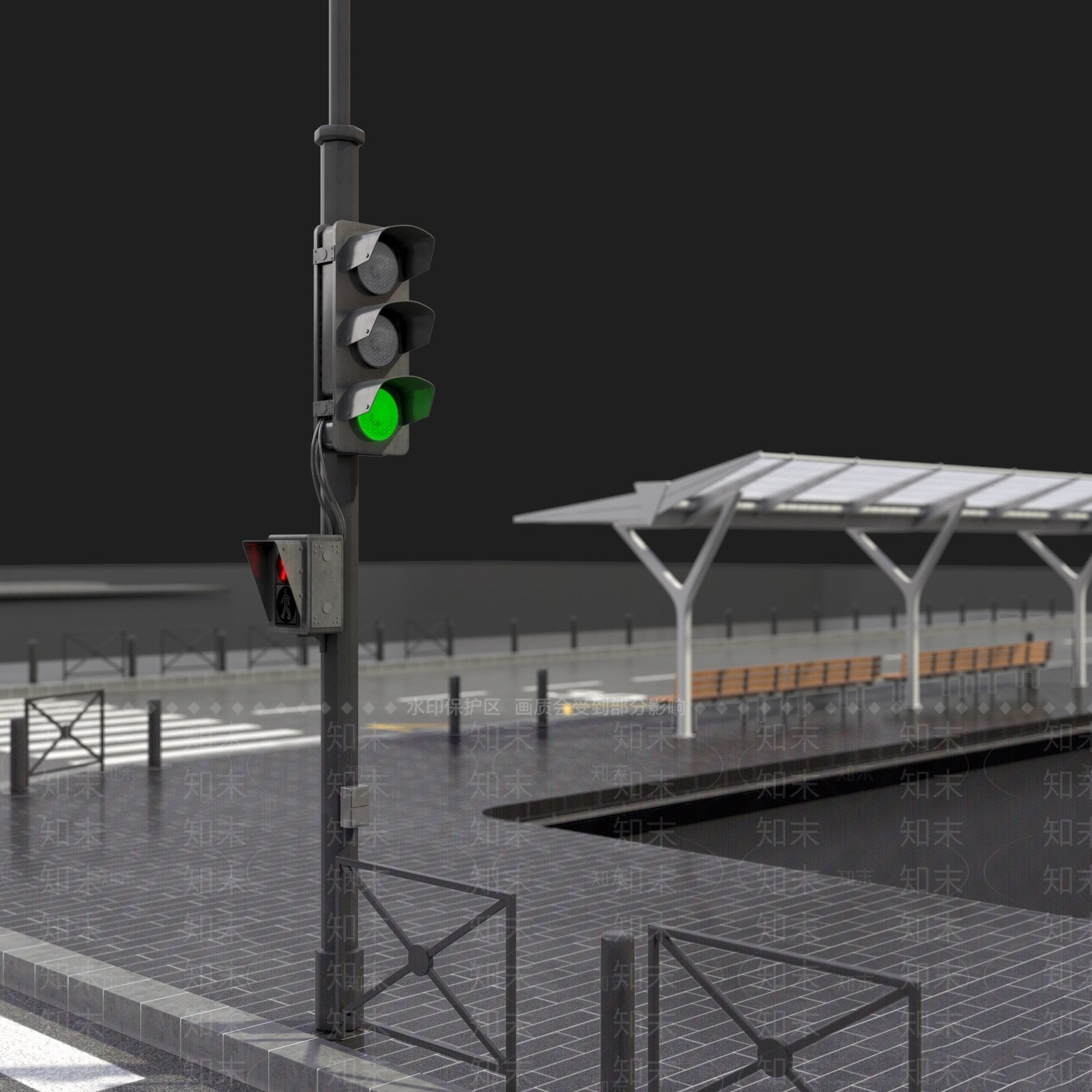 现代马路道路SU模型下载【ID:1127799784】