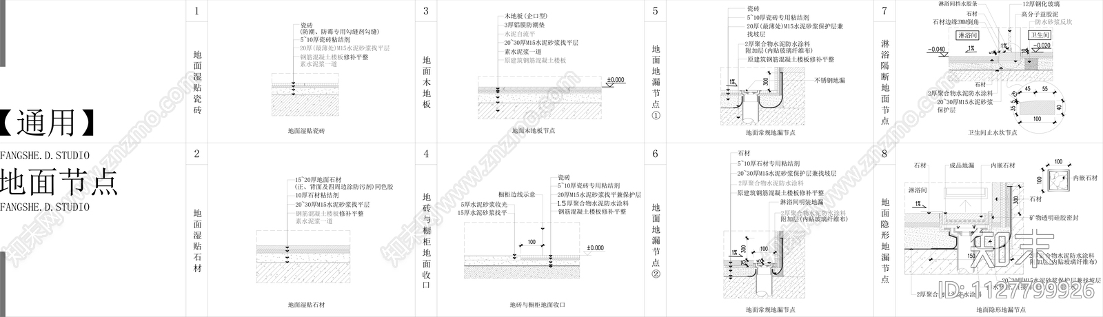 最新通用地面CAD节点大样图施工图下载【ID:1127799926】