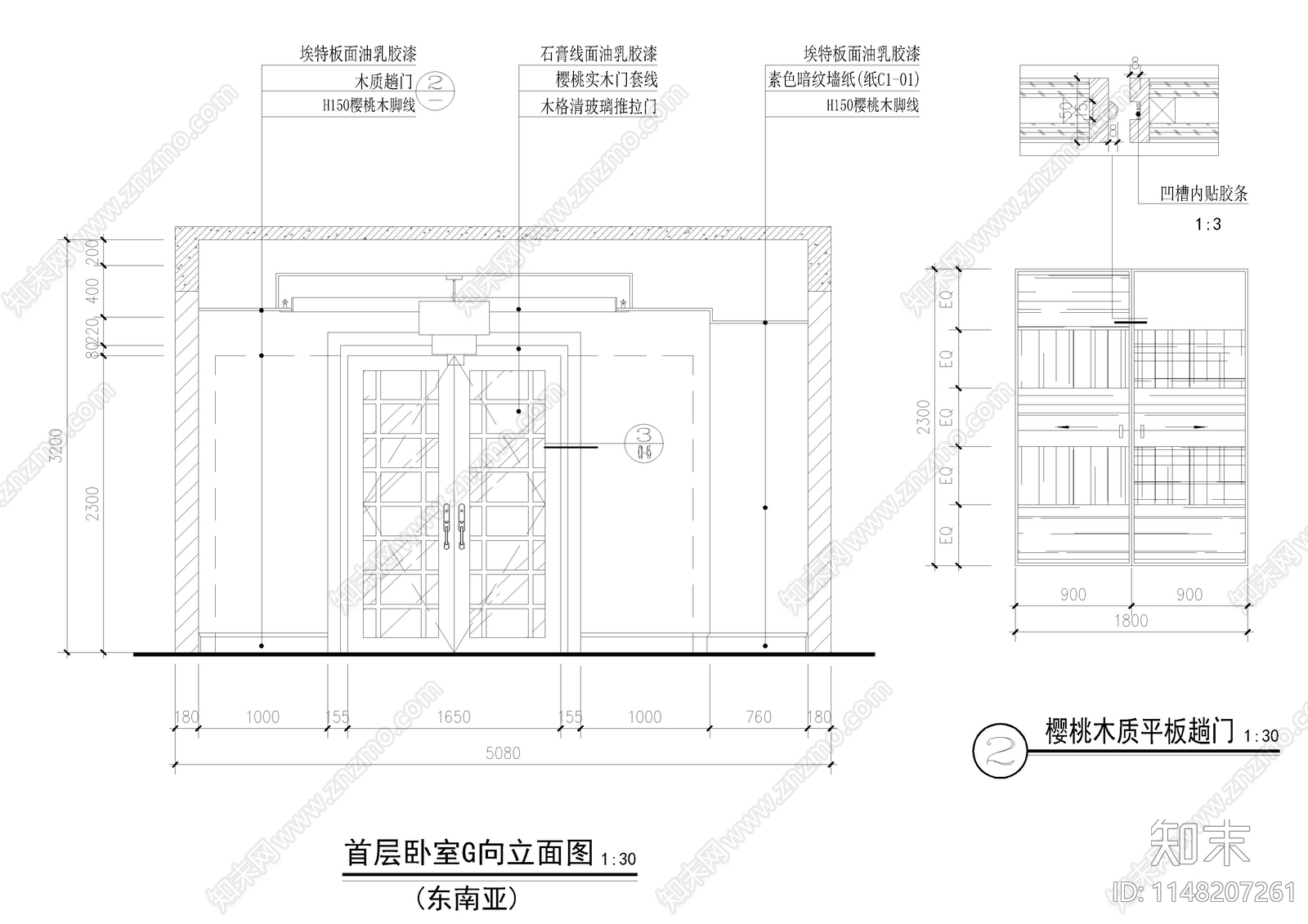 东南亚风格别墅室内cad施工图下载【ID:1148207261】