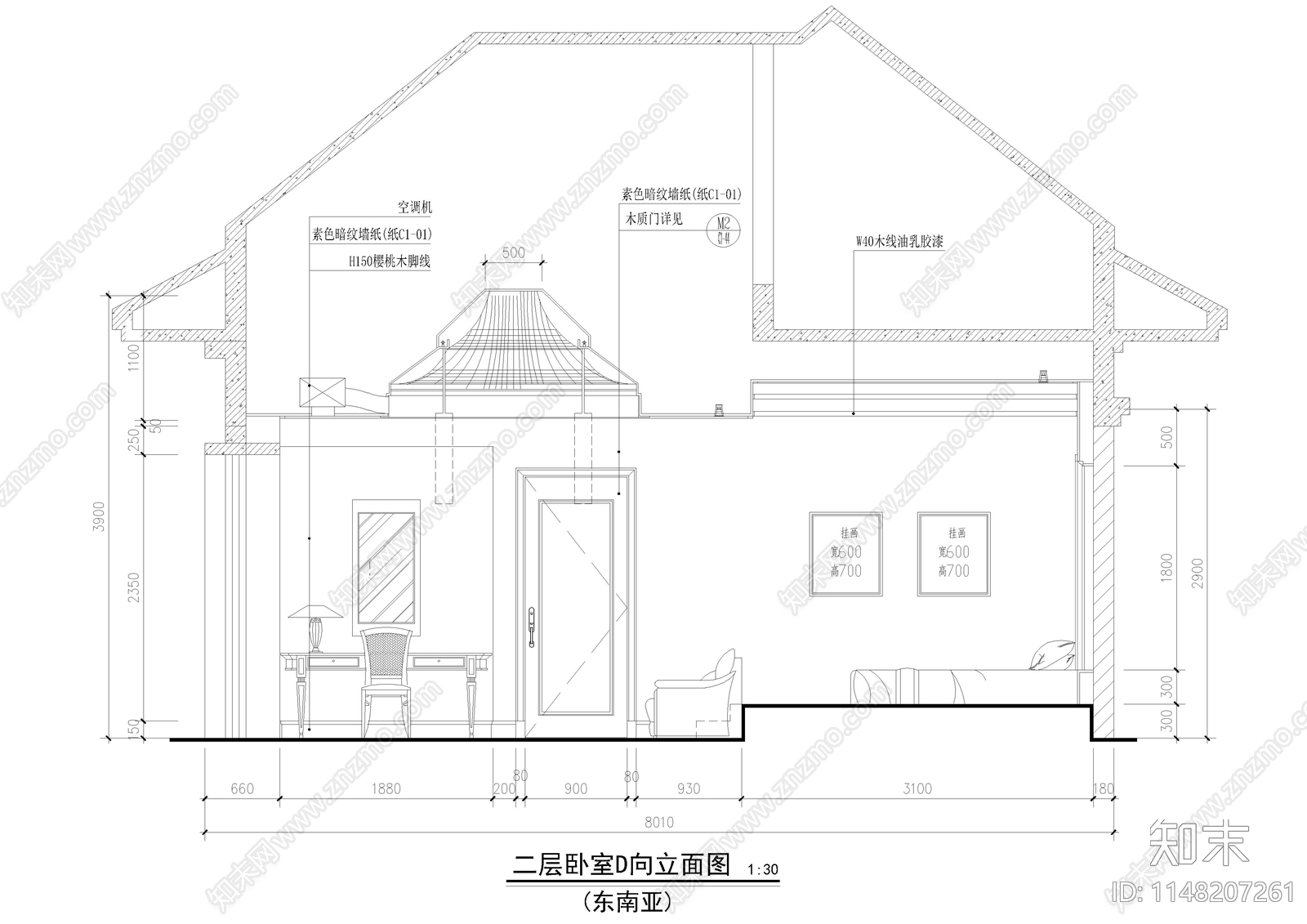 东南亚风格别墅室内cad施工图下载【ID:1148207261】