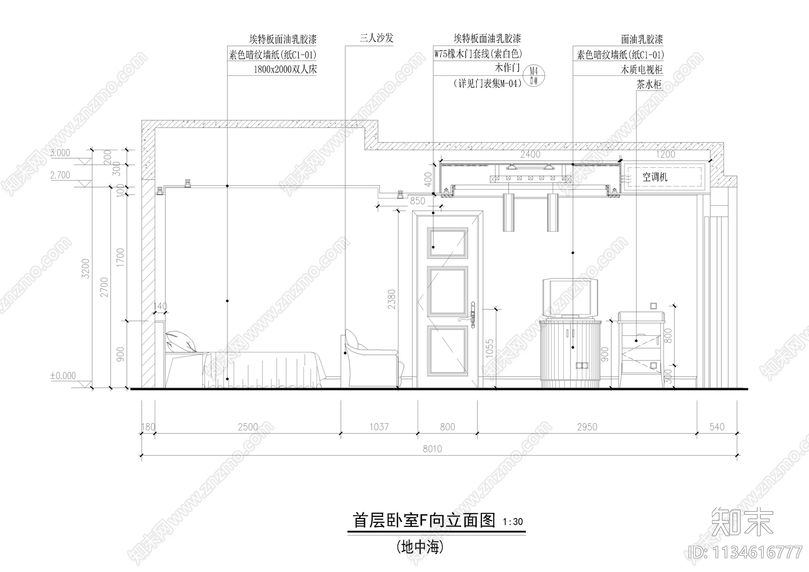 地中海风格别墅cad施工图下载【ID:1134616777】