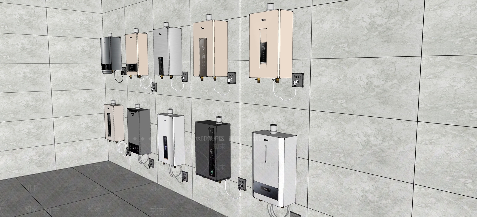 燃气热水器组合SU模型下载【ID:1127810440】