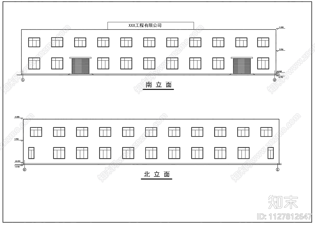 二层钢框架车间厂房建筑结构给排水cad施工图下载【ID:1127812647】