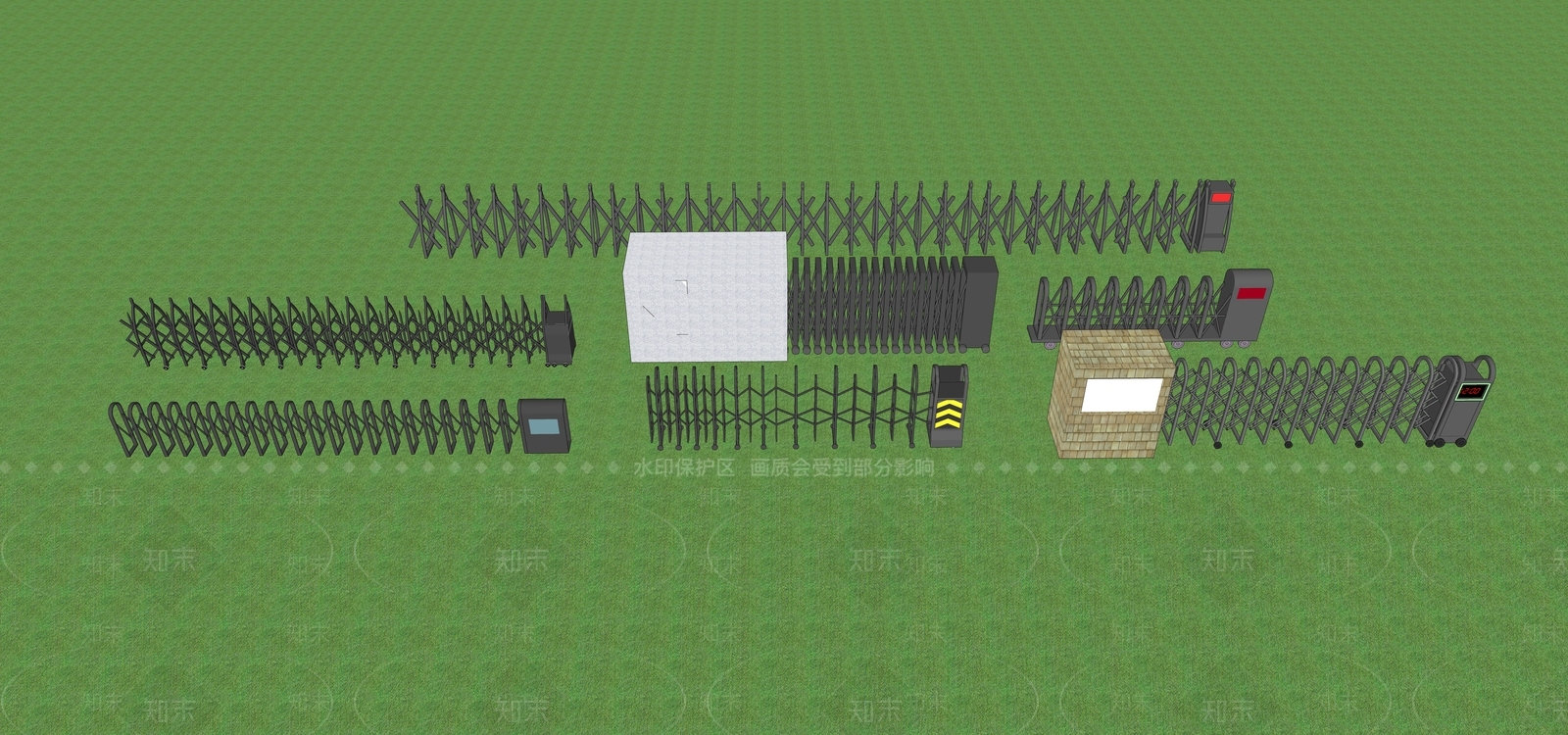 现代金属自动伸缩门SU模型下载【ID:1127813348】