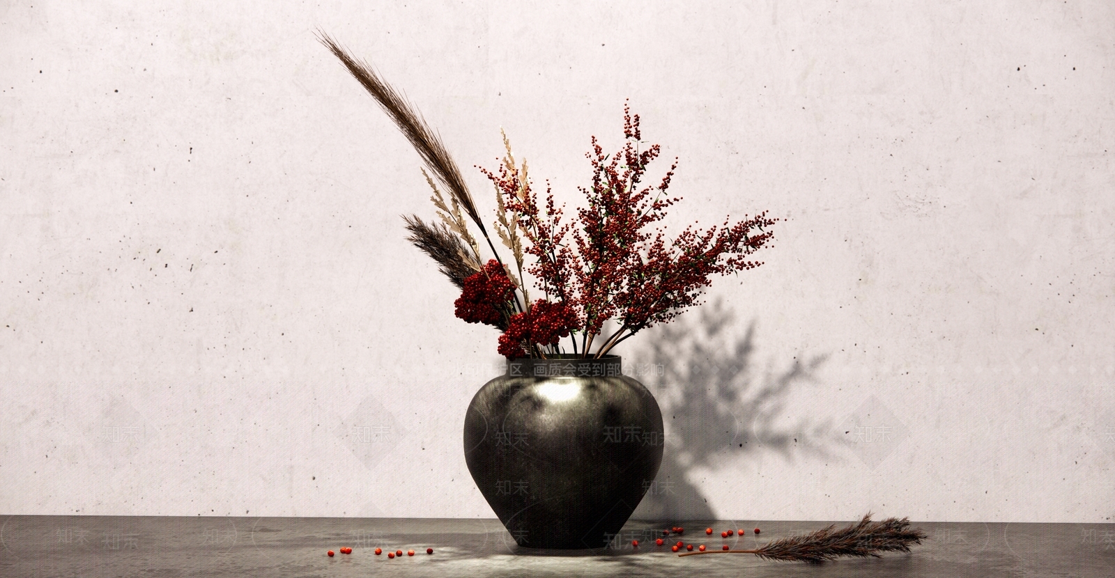 现代红豆插花花盆SU模型下载【ID:1127814009】