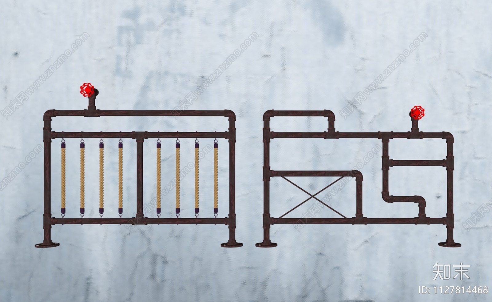 工业风格旧铁锈扶手栏杆SU模型下载【ID:1127814468】