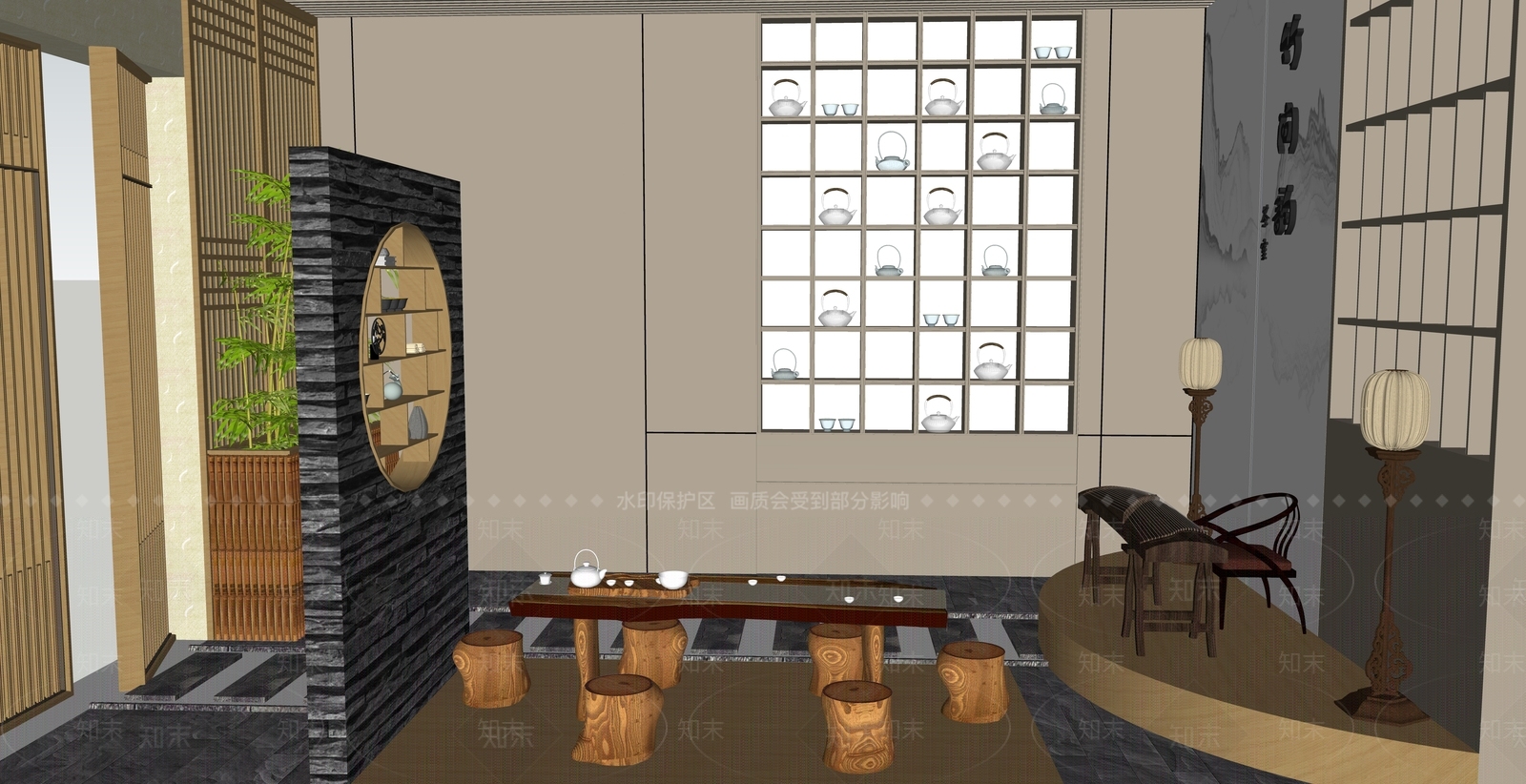 现代茶馆SU模型下载【ID:1130136480】