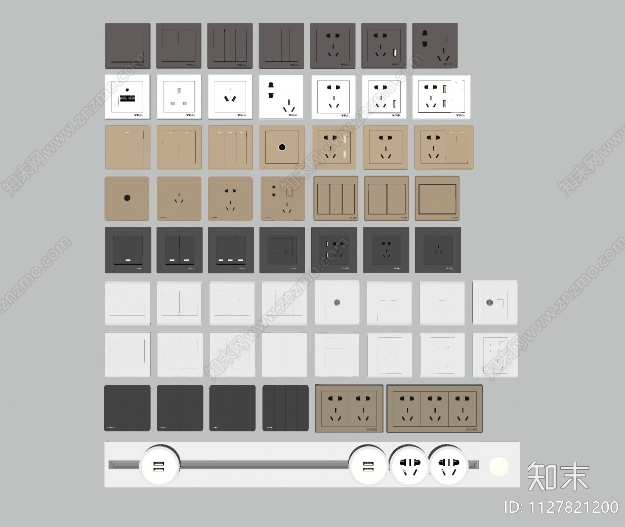 现代开关面板组合SU模型下载【ID:1127821200】