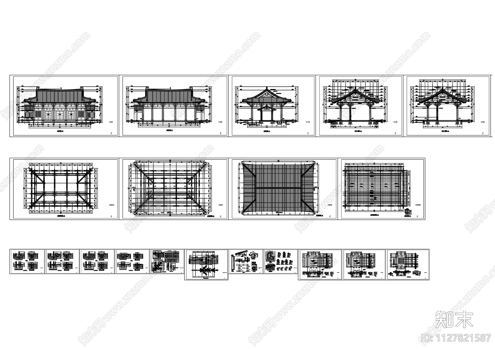 山门建筑cad施工图下载【ID:1127821587】