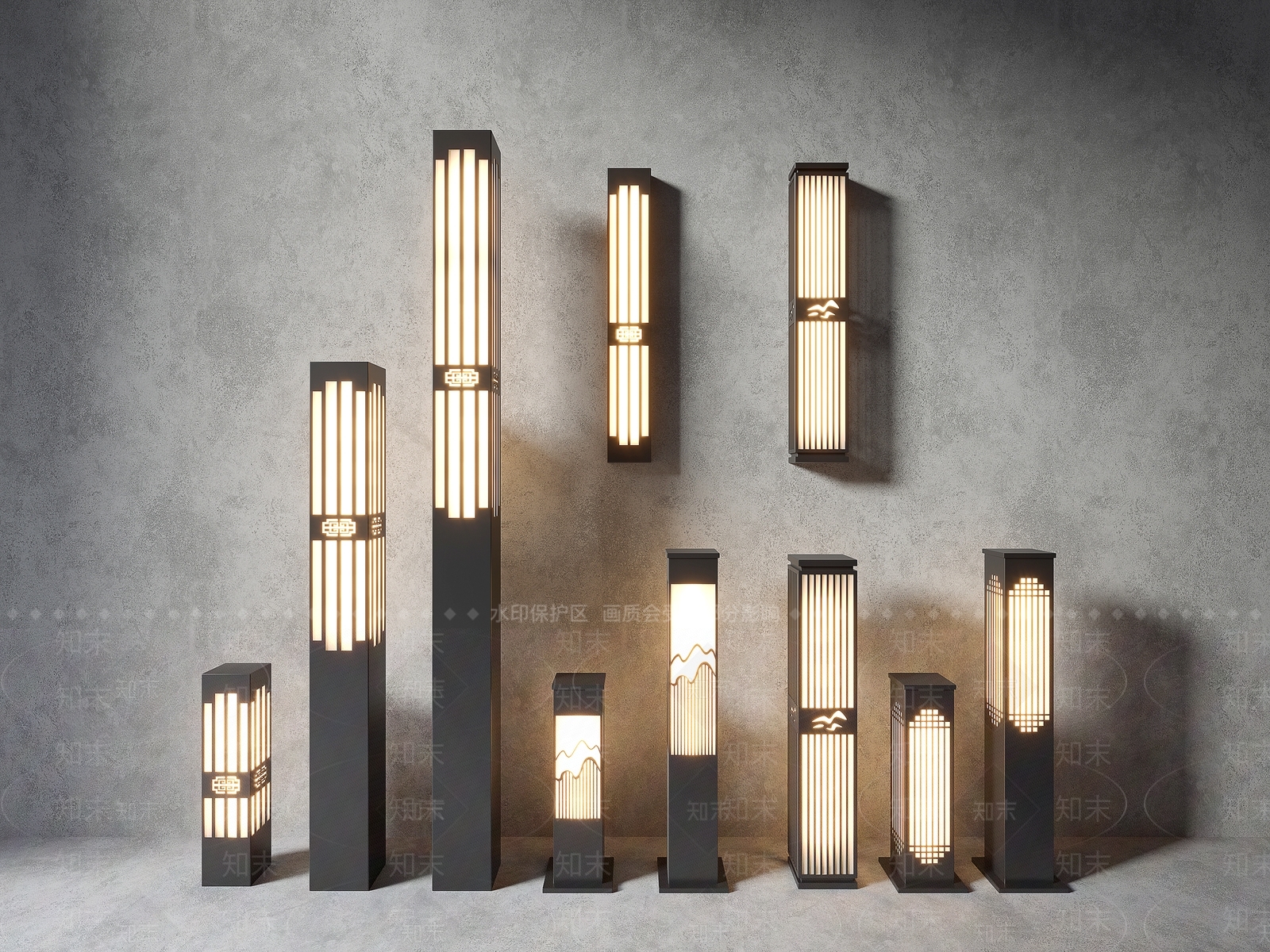 新中式户外灯SU模型下载【ID:1127822188】