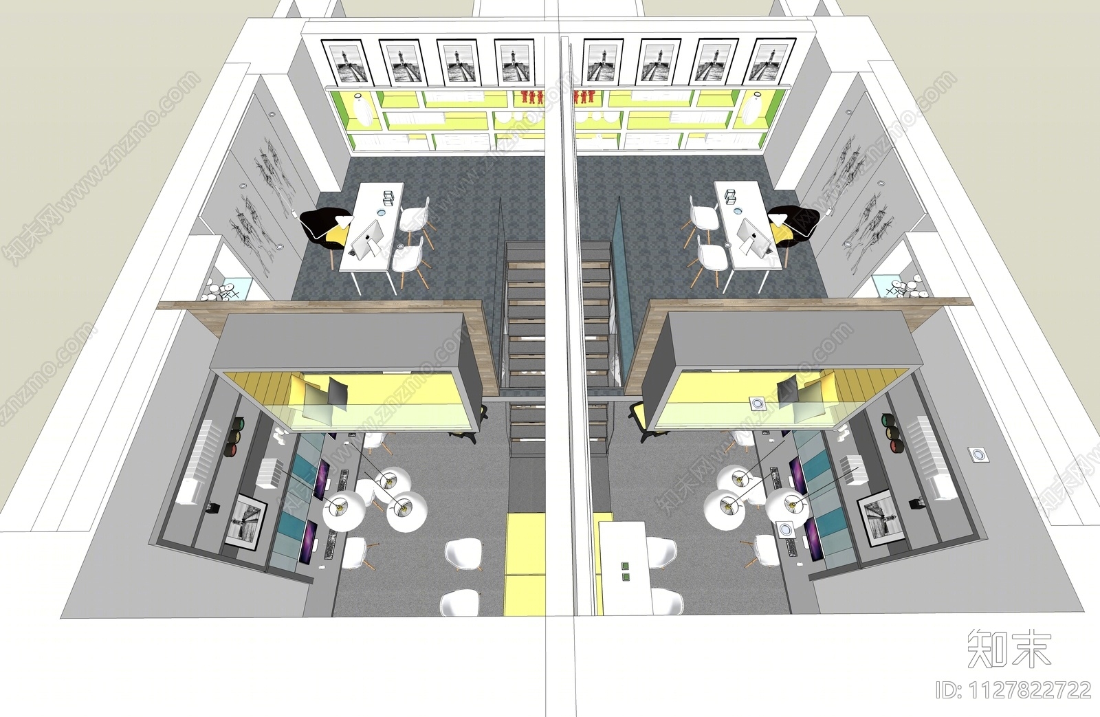 现代LOFT公共办公区SU模型下载【ID:1127822722】