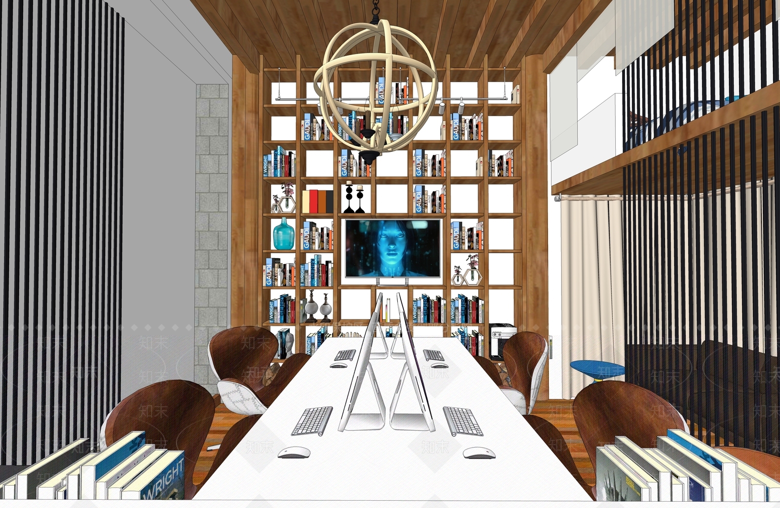 现代LOFT办公区SU模型下载【ID:1127823051】