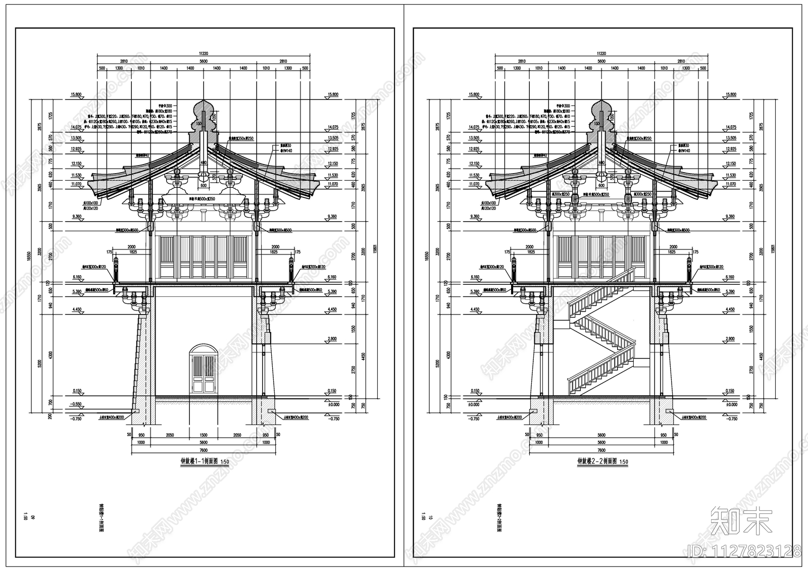 钟鼓楼cad施工图下载【ID:1127823128】