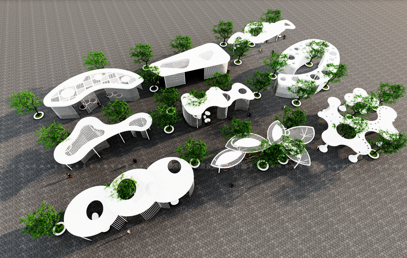 现代花架廊架SU模型下载【ID:1127823255】