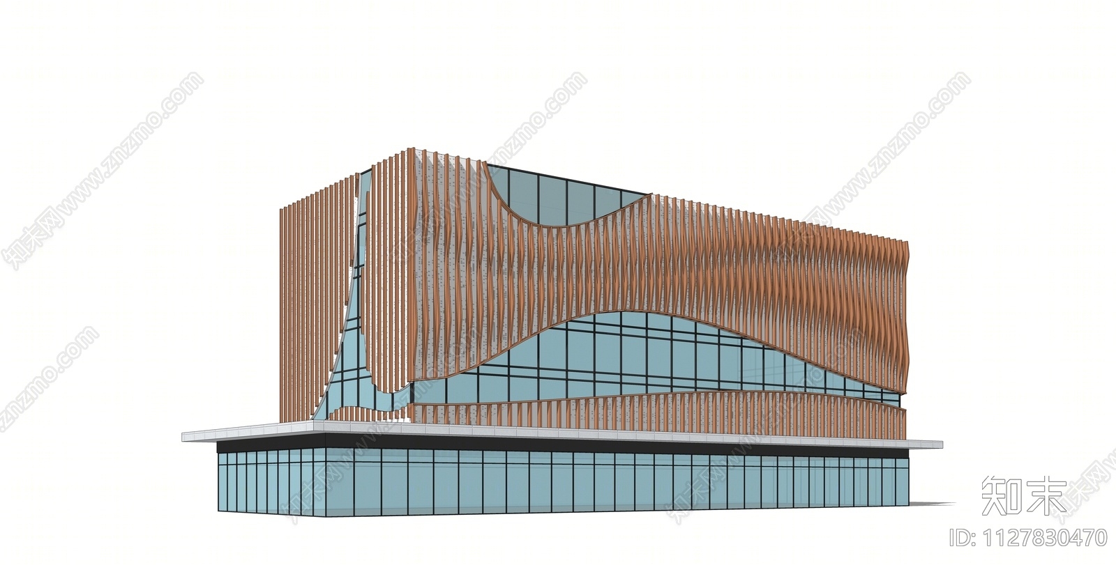 现代表皮建筑办公楼SU模型下载【ID:1127830470】