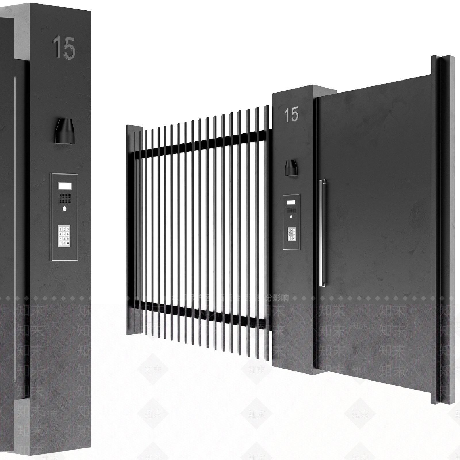 现代别墅庭院大门3D模型下载【ID:1127843317】