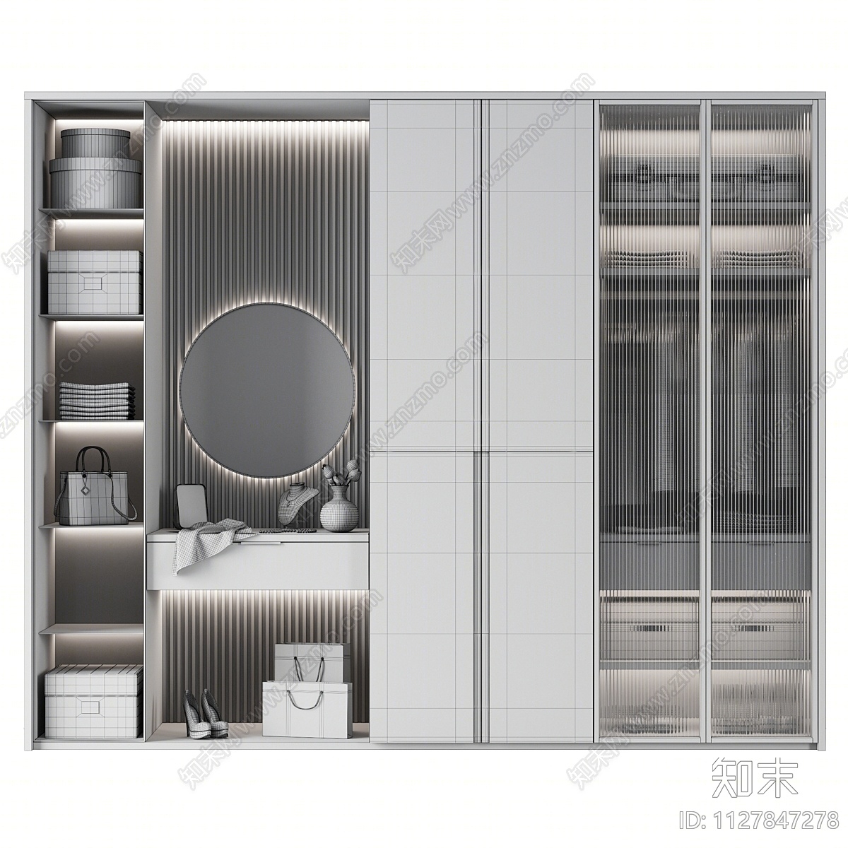 现代衣柜3D模型下载【ID:1127847278】