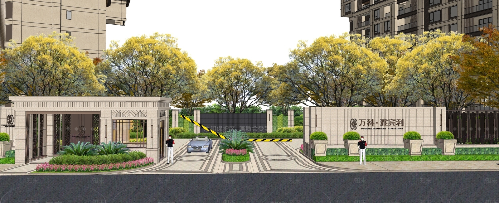 现代小区入口大门SU模型下载【ID:1127850036】