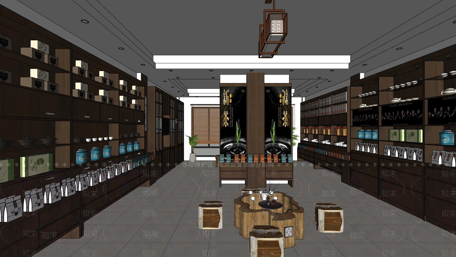 新中式茶叶专卖店SU模型下载【ID:1127856234】