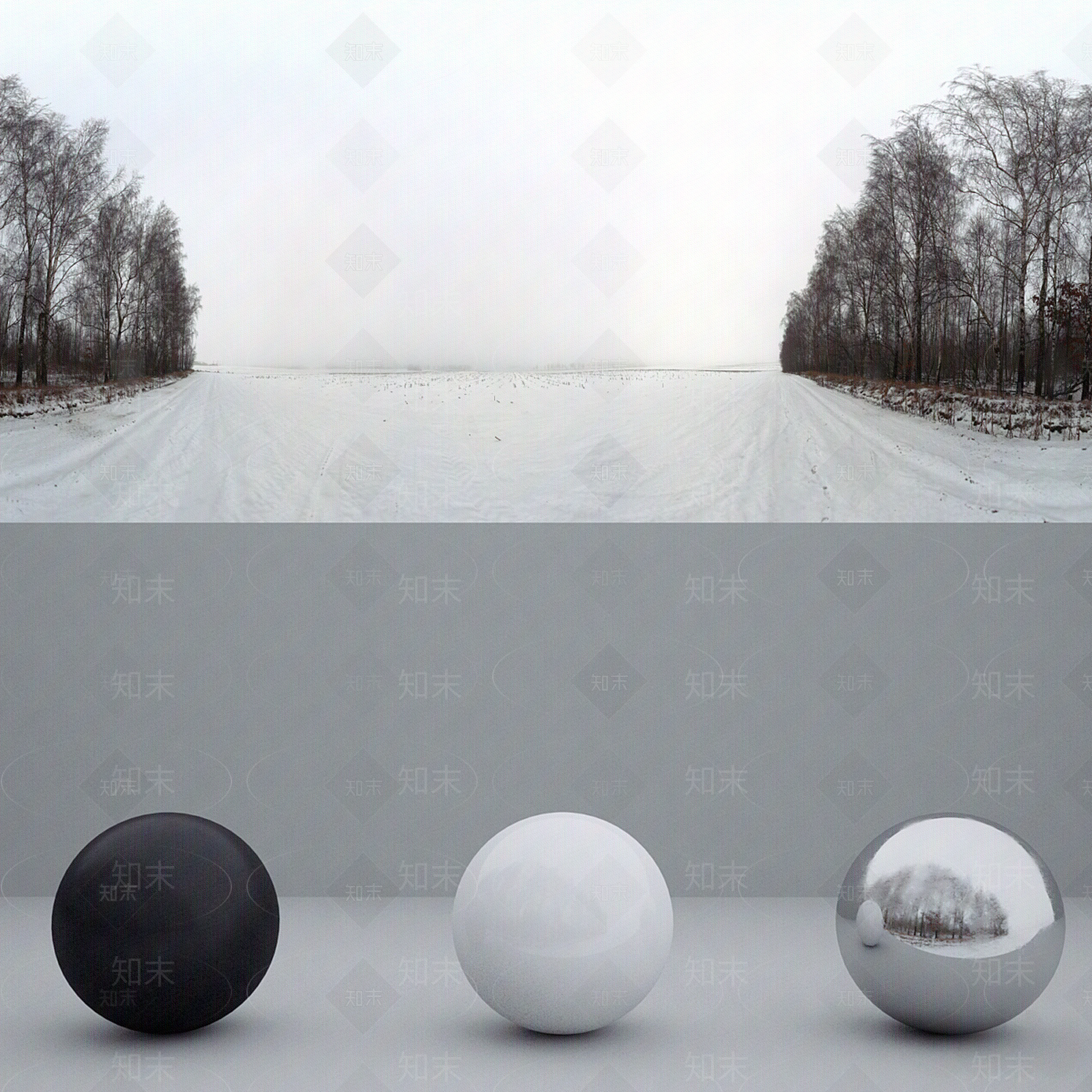 户外阴天雪景hdri贴图下载【ID:1127858429】