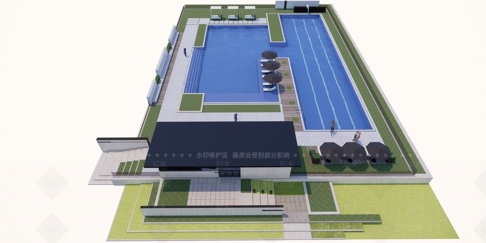 现代游泳池SU模型下载【ID:1127871967】